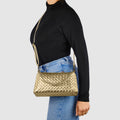 Weave Metallic Suede Leather Shoulder Bag