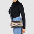 Weave Metallic Suede Leather Shoulder Bag