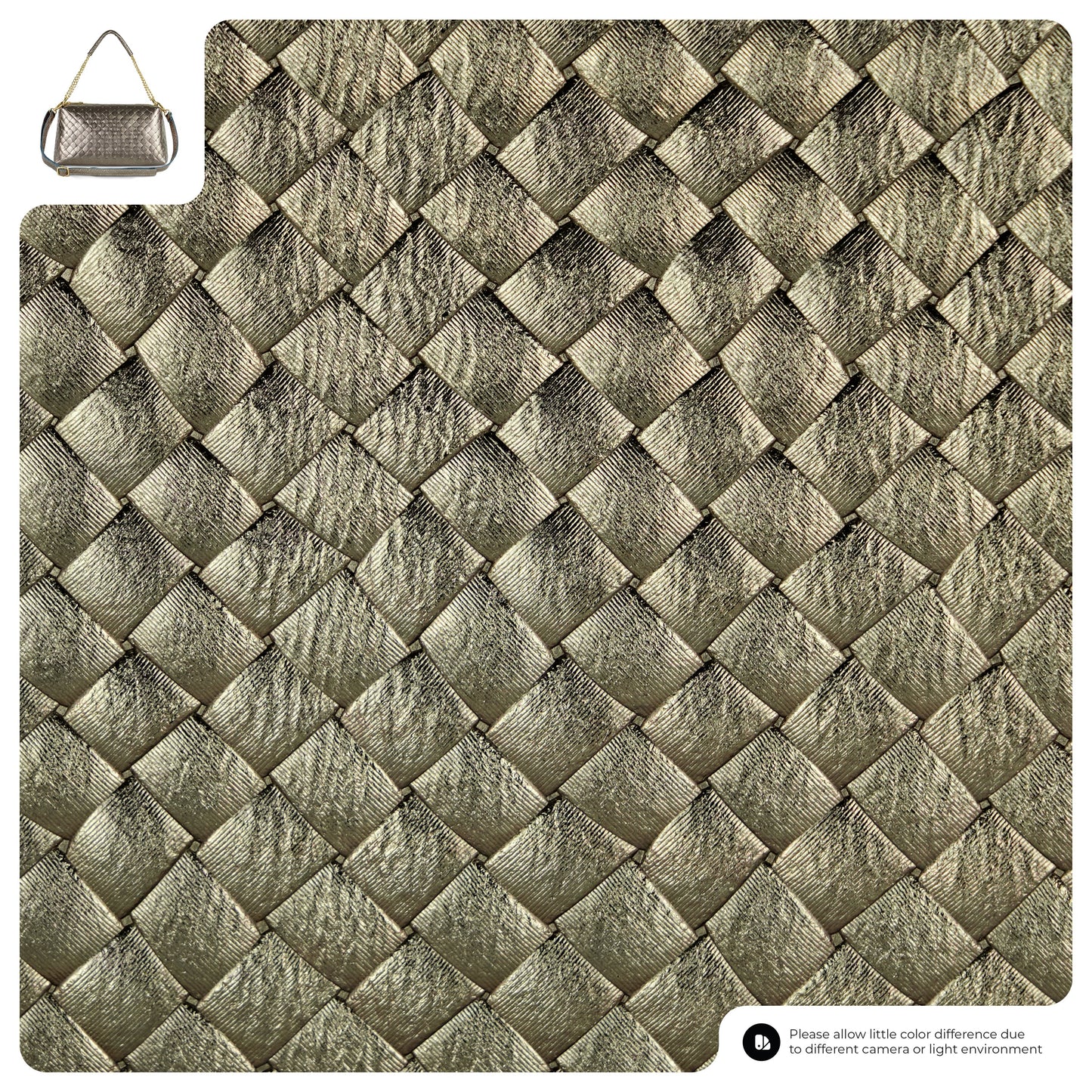 Weave Metallic Suede Leather Shoulder Bag