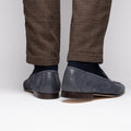 16-672-GRY Tippa Suede & Calfskin Penny Loafers Grey