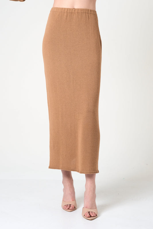 Midi Pencil Skirt in Camel